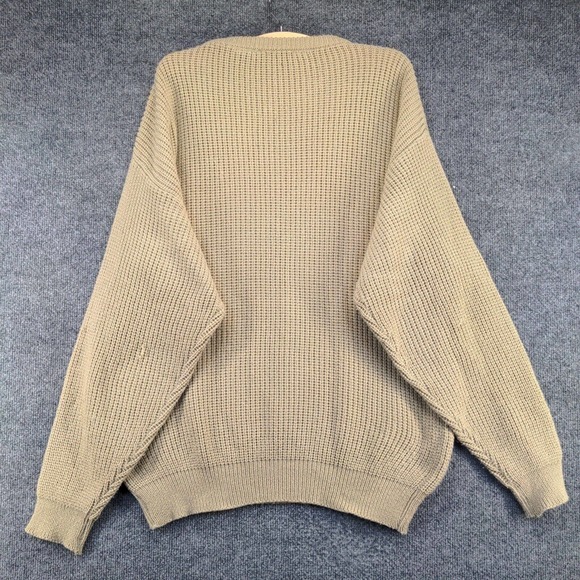 Improvise Men's Pullover Knit Sweater Tan Large Solid Long Sleeve Crew Neck - Picture 5 of 12